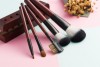 5PCS Travel Brush Set with Red Wooden Holder Synthetic Hair and Wooden Handle