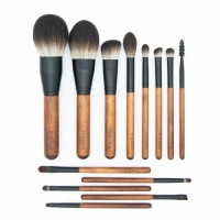 Wood Makeup Brush Set with Synthetic Hair Natural Wood Handle for Daily Makeup Application